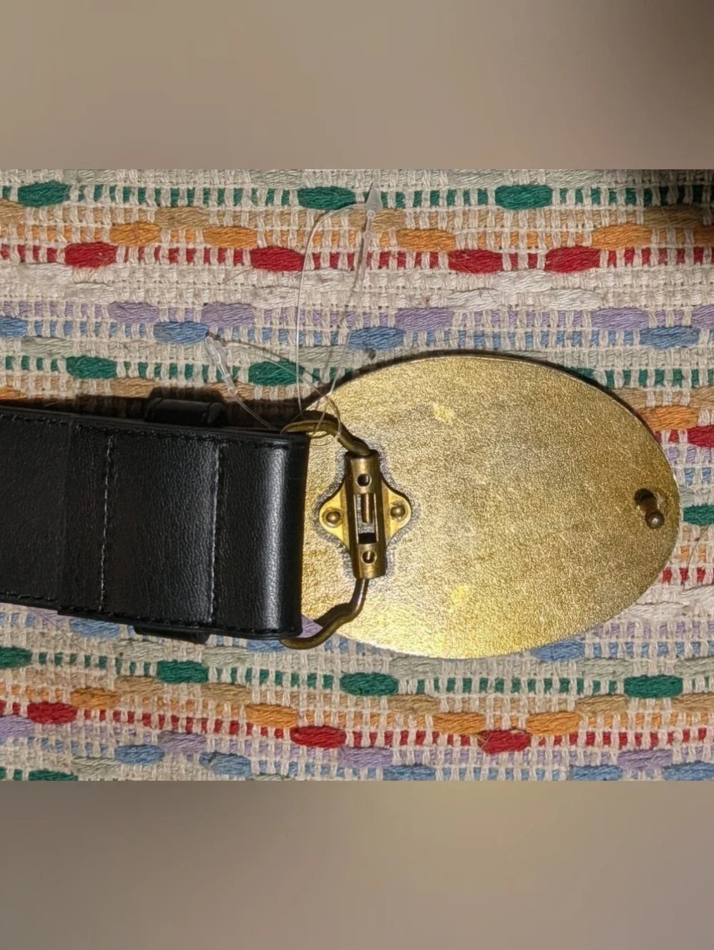NWOT True Religion Buddha Guitar Brass Oval Buckle Black Belt 33